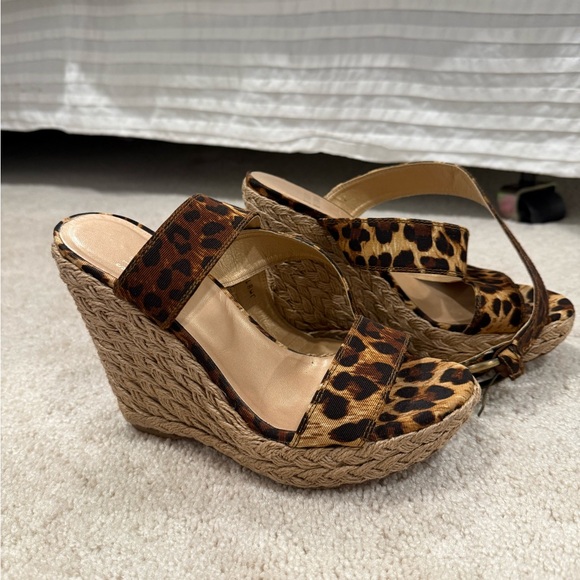 Stuart Weitzman Animal Print Wedge Sandals - Picture 2 of 4